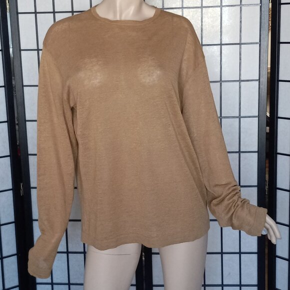 Hugo Boss Italy Made Camel Linen Blend Crewneck Sweater Sz M - Picture 3 of 6